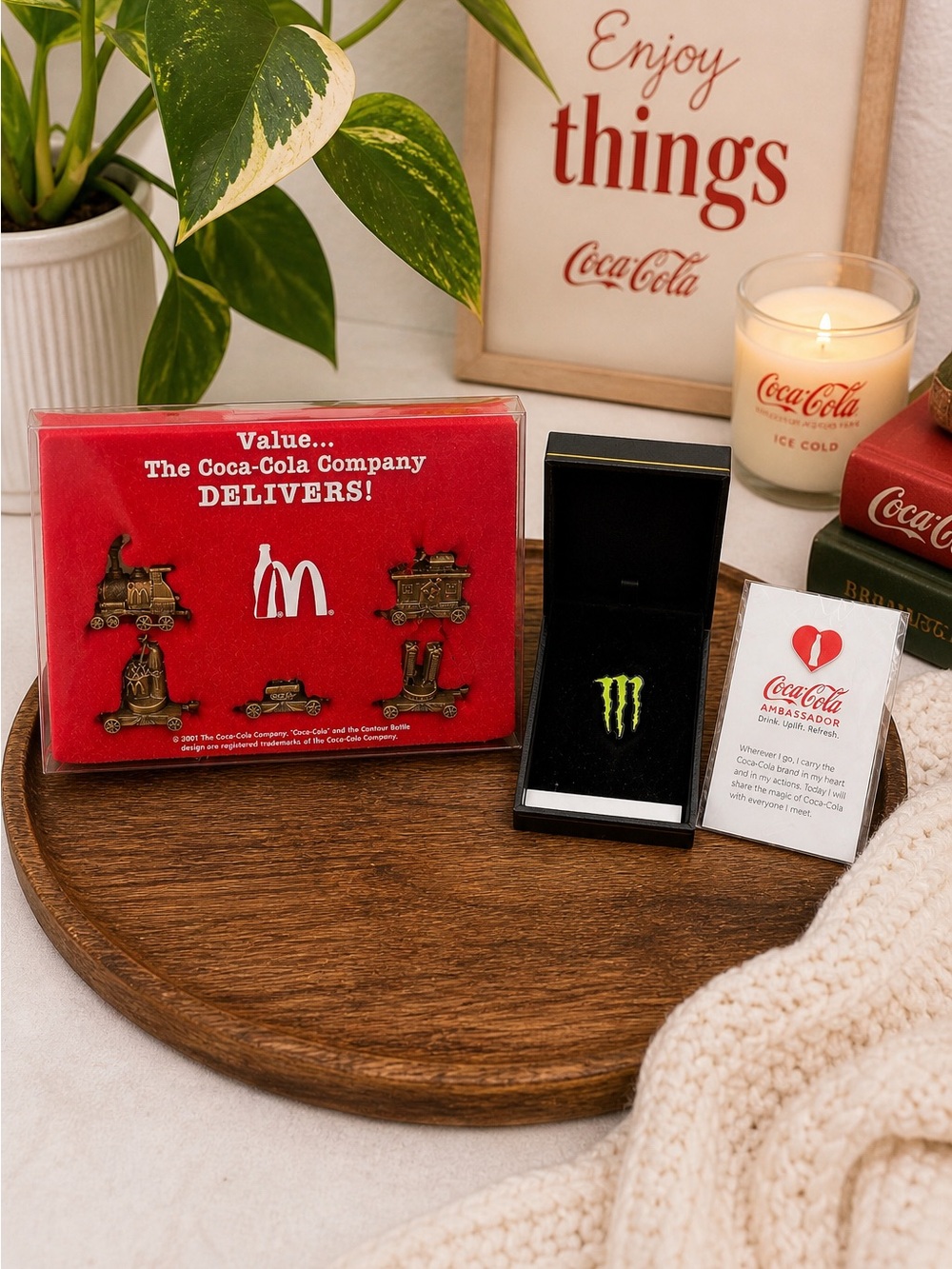 Coca Cola McDonalds Pin Set Bundle + Monster Energy Collectible
